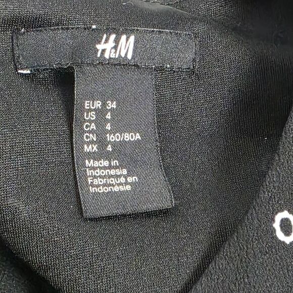 H&M Black Polka Dot Long Sleeve Shift Dress Sz 4 - Picture 7 of 9